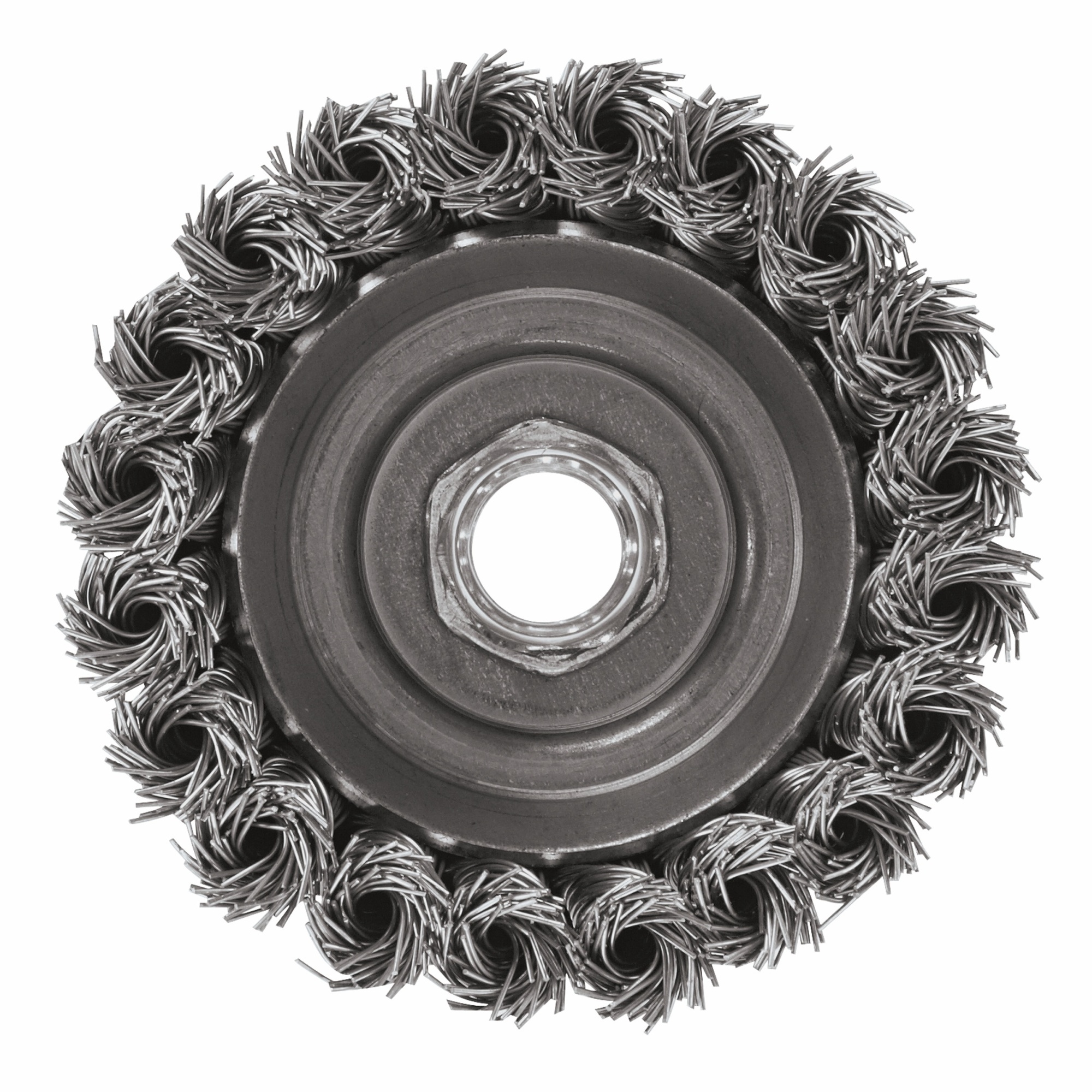 Bosch Carbon Steel Knotted Wire Cup Brush — 3in. Dia., 5/8in.-11 Arbor, Single Row, Model# WB509